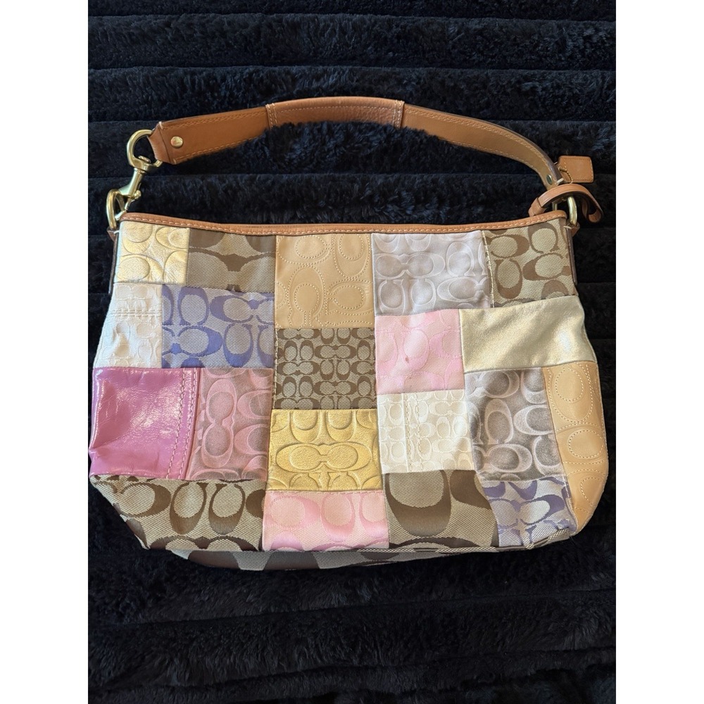 COACH Shoulder Bag Handbag Tote Patchwork 11709 Vintage Authentic